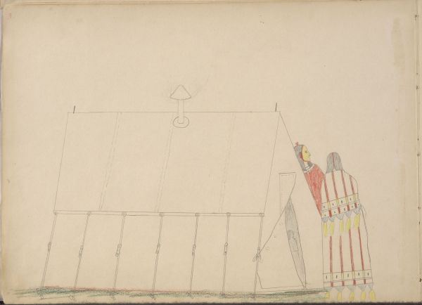 Clandestine Meeting Between Ke-ah-bone (Kiowa) and the Wife of Pan quodle (Kiowa) at Pan quodle’s Tent who he Drug Inside Unconscious