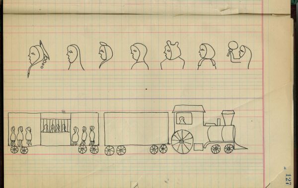 Prisoners on train, 6 glyphs