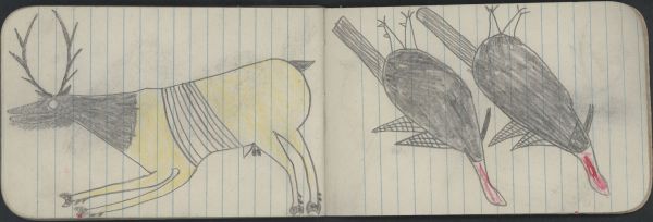 ANIMAL, ELK; BIRDS, 2 TURKEYS