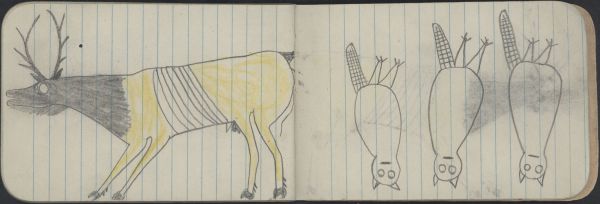 ANIMAL, ELK; BIRDS, 3 OWLS