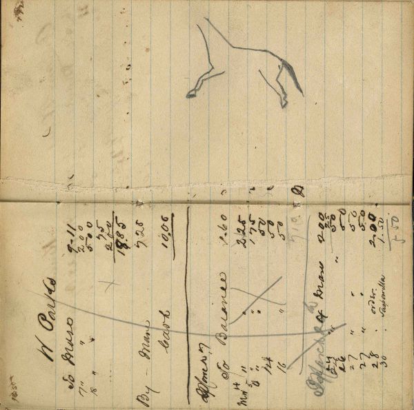 Writing  - W. Parks; Outline of horse - unfinished