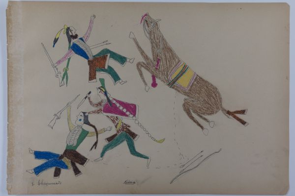 Kiowa scalping a Cheyenne warrior