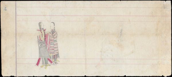 Courting couple: man in a robe with blanket strip; women in 2nd phase Navajo blanket