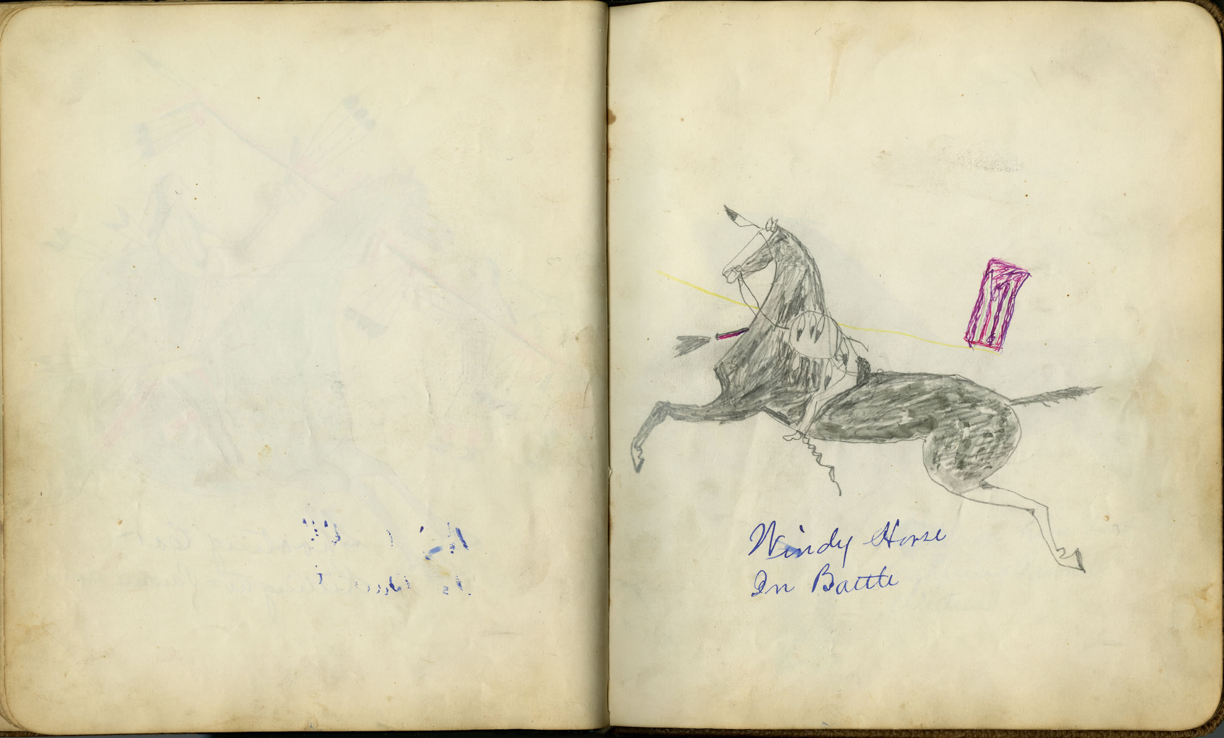 Fales-Freeman Brulé Ledger: Plate 19 Windy Horse In Battle