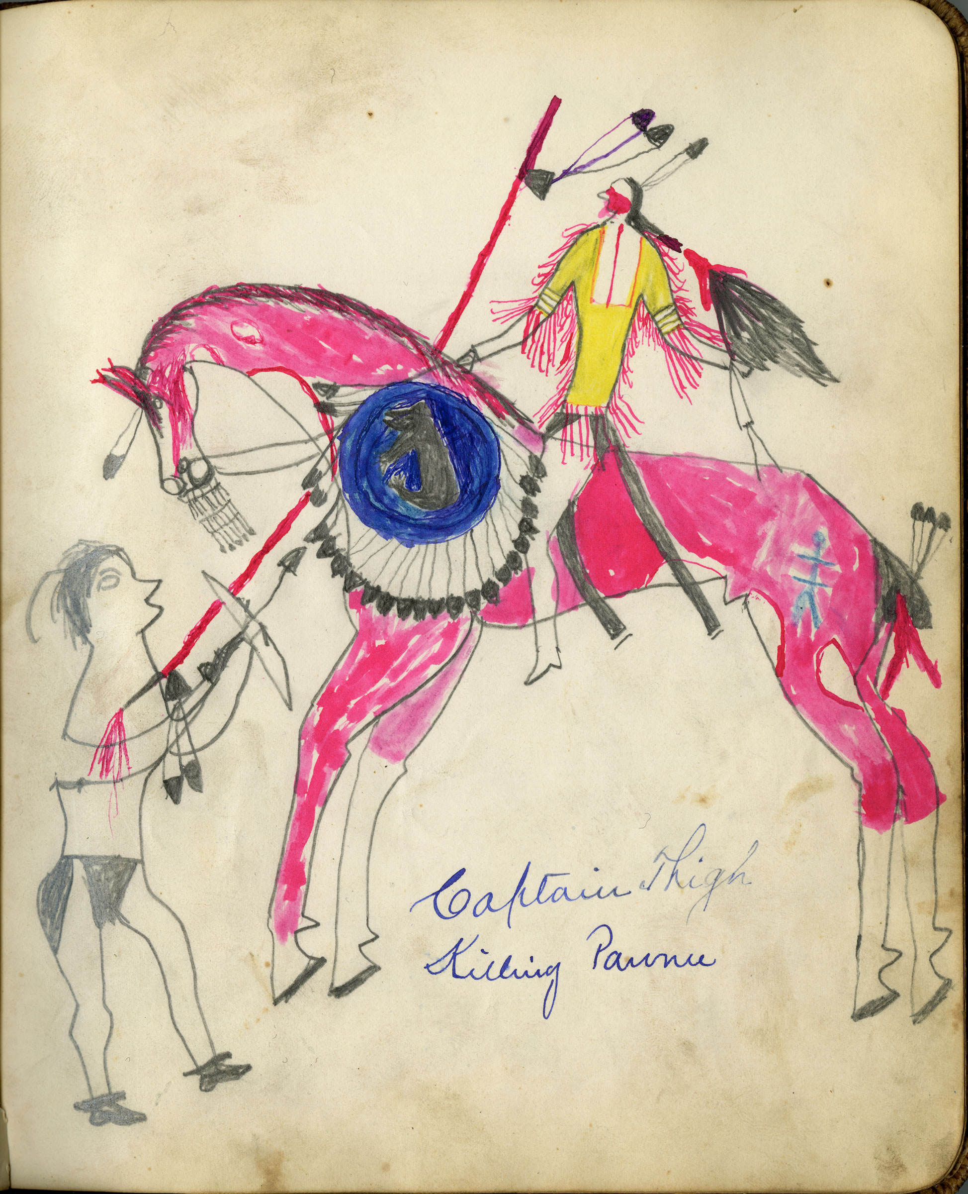 Fales-Freeman Brulé Ledger: Plate 23 Captain Thigh Killing Pawnee