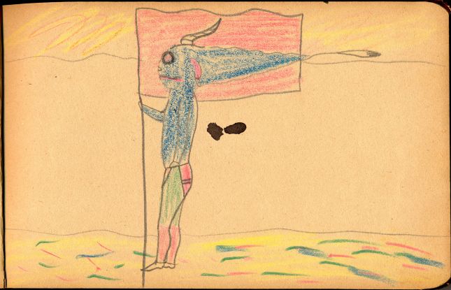 Rosebud School Album: Plate 15 Masked Dancer - drawing #9