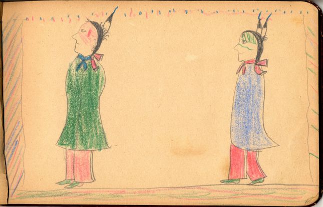 Rosebud School Album: Plate 08 Two Men Walking - drawing #2